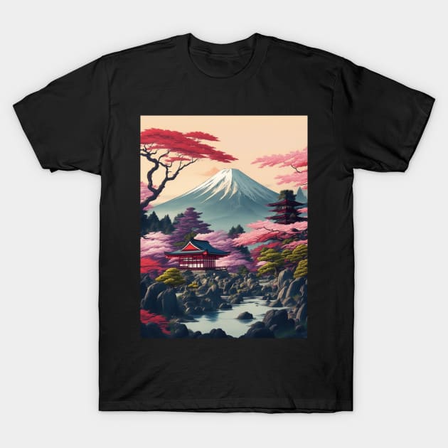 Serene Mount Fuji Sunset - Peaceful River Scenery T-Shirt by star trek fanart and more